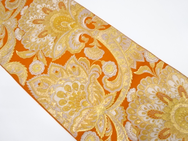 アンティーク　唐花模様織り出し袋帯（着用可）